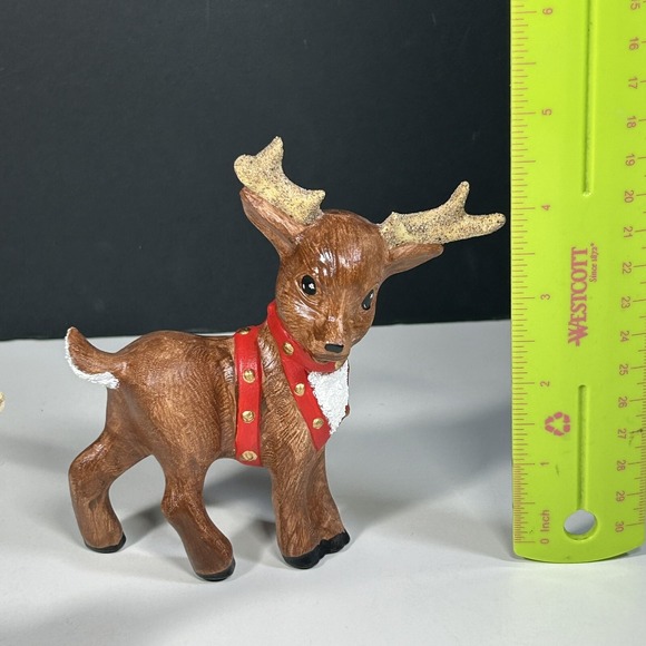 2 VTG KIMPLE CERAMIC MOLD CHRISTMAS REINDEER DEER FIGURINE HAND PAINTED QUILTED - Picture 13 of 14